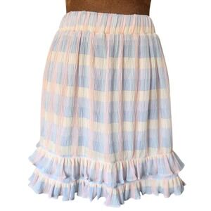 Meet Me In Santorini Mini Ruffle Skirt Size XS Pastel Lined Layered Stretch